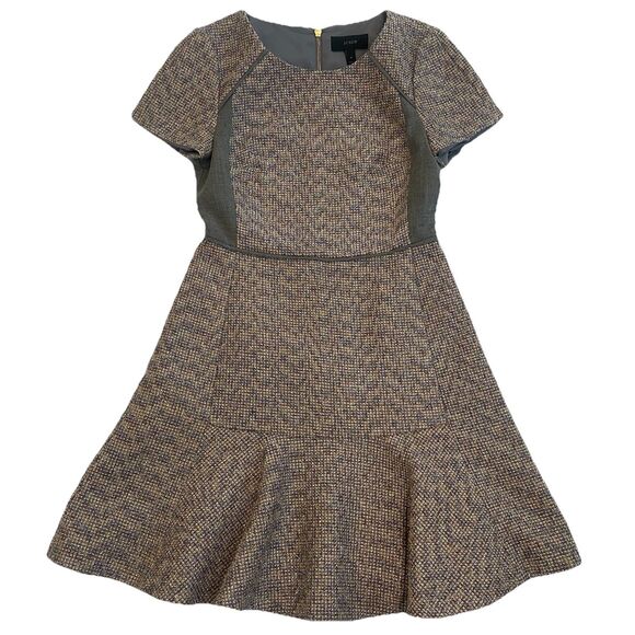 J. Crew Dress Gray Metallic Tweed Wool Blend Pleated Fit &Flare Mini 4 - Picture 2 of 16